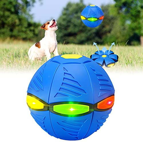 TOPJOWGA 2 in1 Ball und Frisbee, Haustier Spielzeug Frisbee Ball, Hundespielzeug Ball Leuchtspielzeug, Hund Spielzeug, Hund Frisbee Ball für Hunde und Kinder, Werfen und Spielen