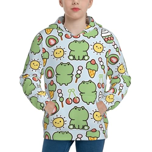 Cute Frog and Dessert Kid Hoodies Boys Sweatshirts Girls Pullover with Pocket