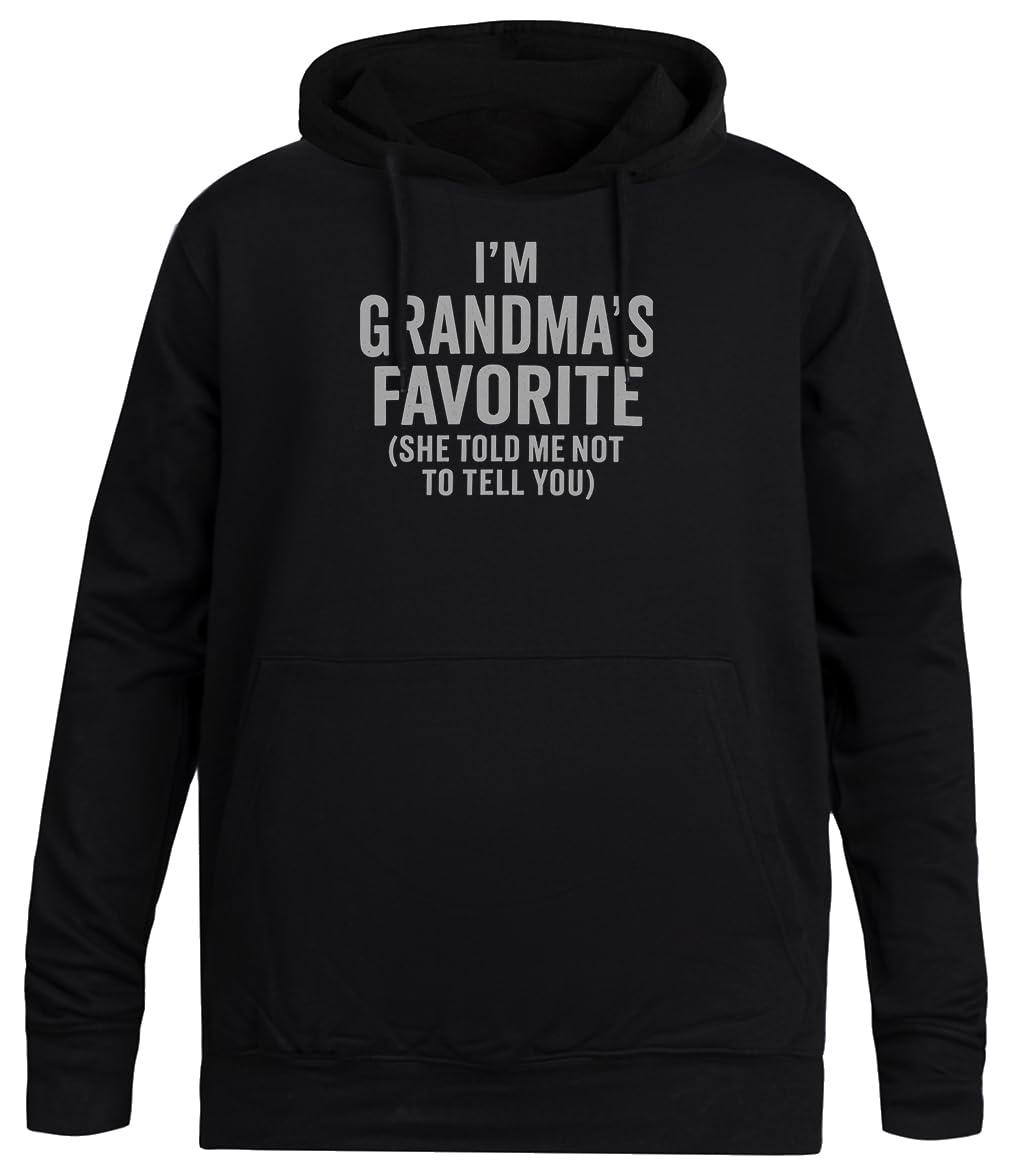 Soy El Favorito De La Abuela Sudadera con Capucha Negra Unisex Sin Género Unisex Black Hoodie Men Women