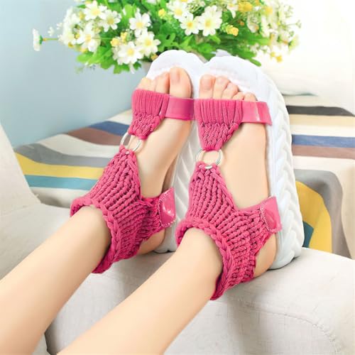 Exusiai Women's Crochet Platform Sandals - Comfy Wool Open Toe Casual Chunky Shoes Fashion Summer Beach Sandals3