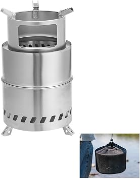 Camping Stove, Portable Stainless Steel Wood-stove, Folding Tent Stove, Suitable for Barbecues, Picnics, Hiking, and Camping