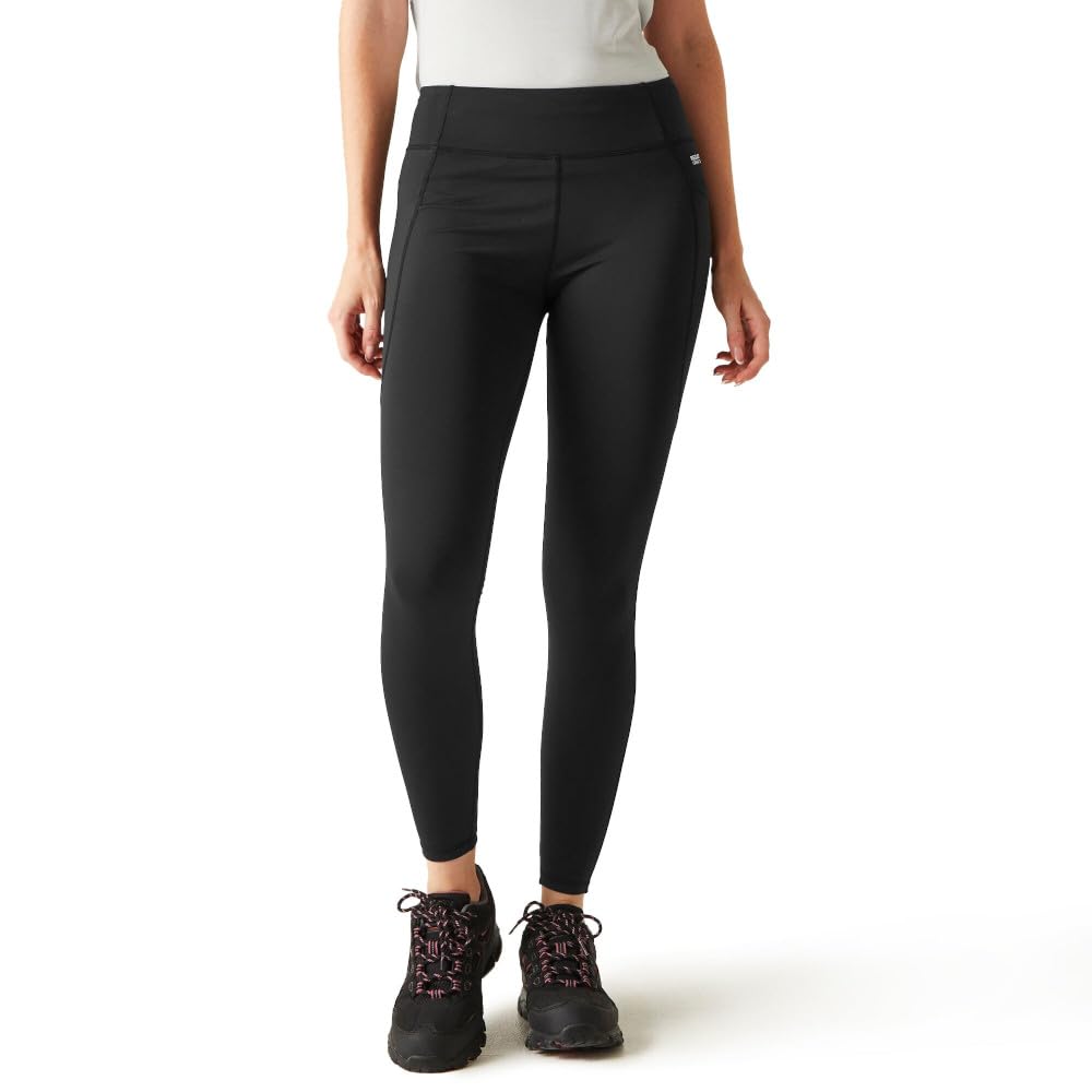 Regatta Women's Black Holeen Pro Compression Leggings Tummy Control Stretch Sports Gymwear