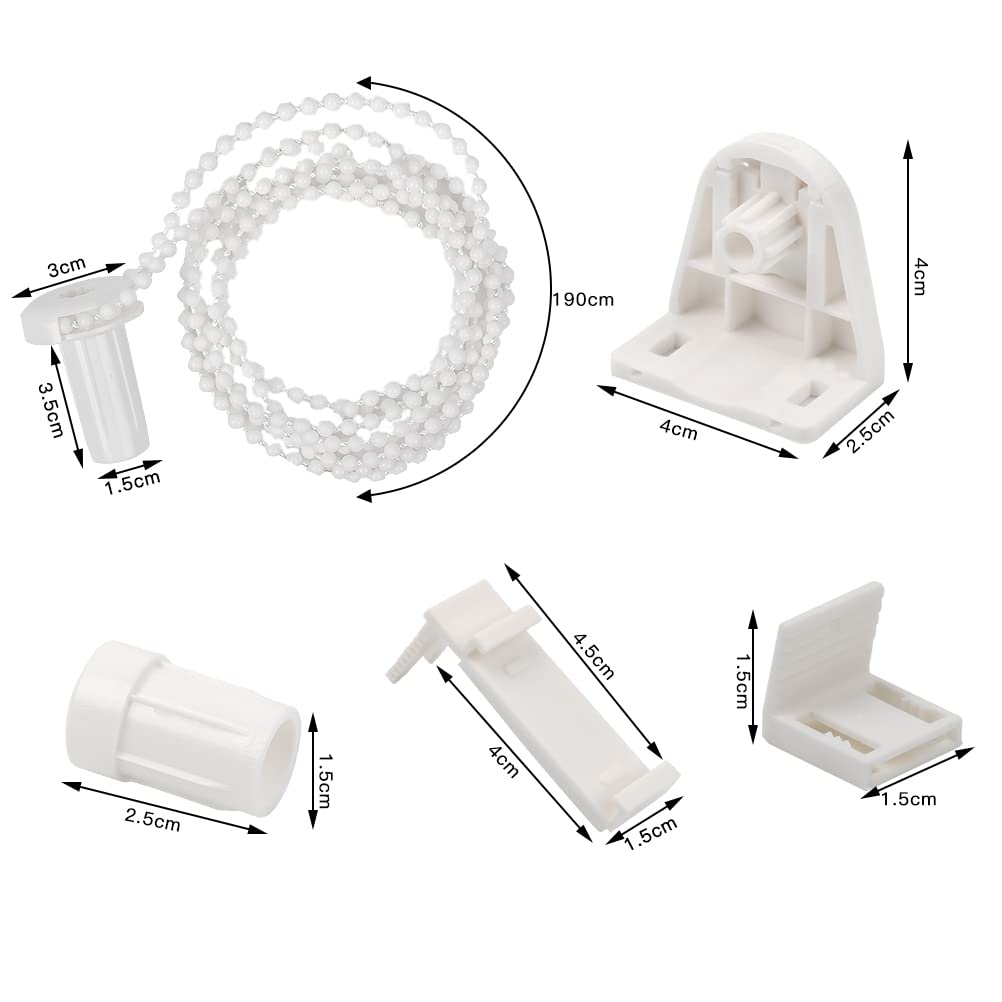 Kit Riparazione Tende A Rullo 17mm - 2 Set Con Staffe, Catena A Sfere E Accessori, Bianco, Facile Da Installare - Foto 7
