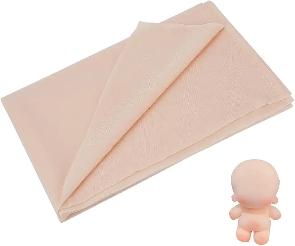 FINGERINSPIRE Tecido de tom de pele de 1,09 m de largura, cor bege antigo, tecido de pele para confecção de bonecas, poliéster, brilhante, tecido de pele de boneca, para costura, roupas, bolsas,