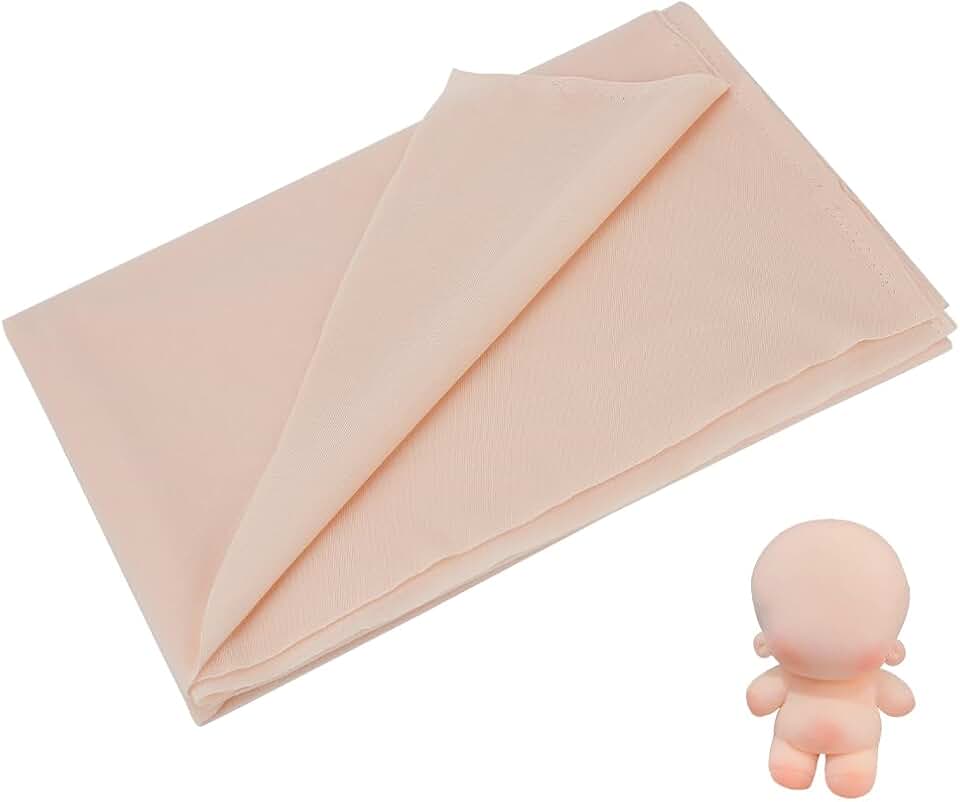 FINGERINSPIRE Tecido de tom de pele de 1,09 m de largura, cor bege antigo, tecido de pele para confecção de bonecas, poliéster, brilhante, tecido de pele de boneca, para costura, roupas, bolsas,