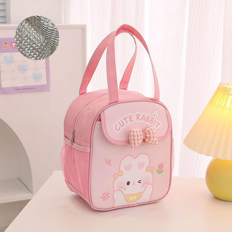 Josfey Lonchera kawaii, bonita lonchera estética, bolsa de almuerzo aislada, lonchera para mujer, bolsa de almuerzo para mujer (rosa)