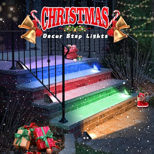 Image of NIORSUN Solar Step Lights,8 Pack RGB Solid Color Changing Solar Stair Lights Outdoor Waterproof IP67 Auto On Off,Solar Lights for Steps,Stair,Patio,Yard,Porch,Front Door,Deck Decor