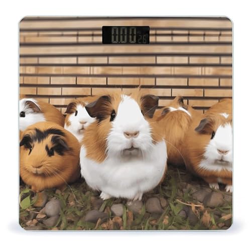 Báscula de baño digital con vidrio templado y LCD 400 lb miniatura 1