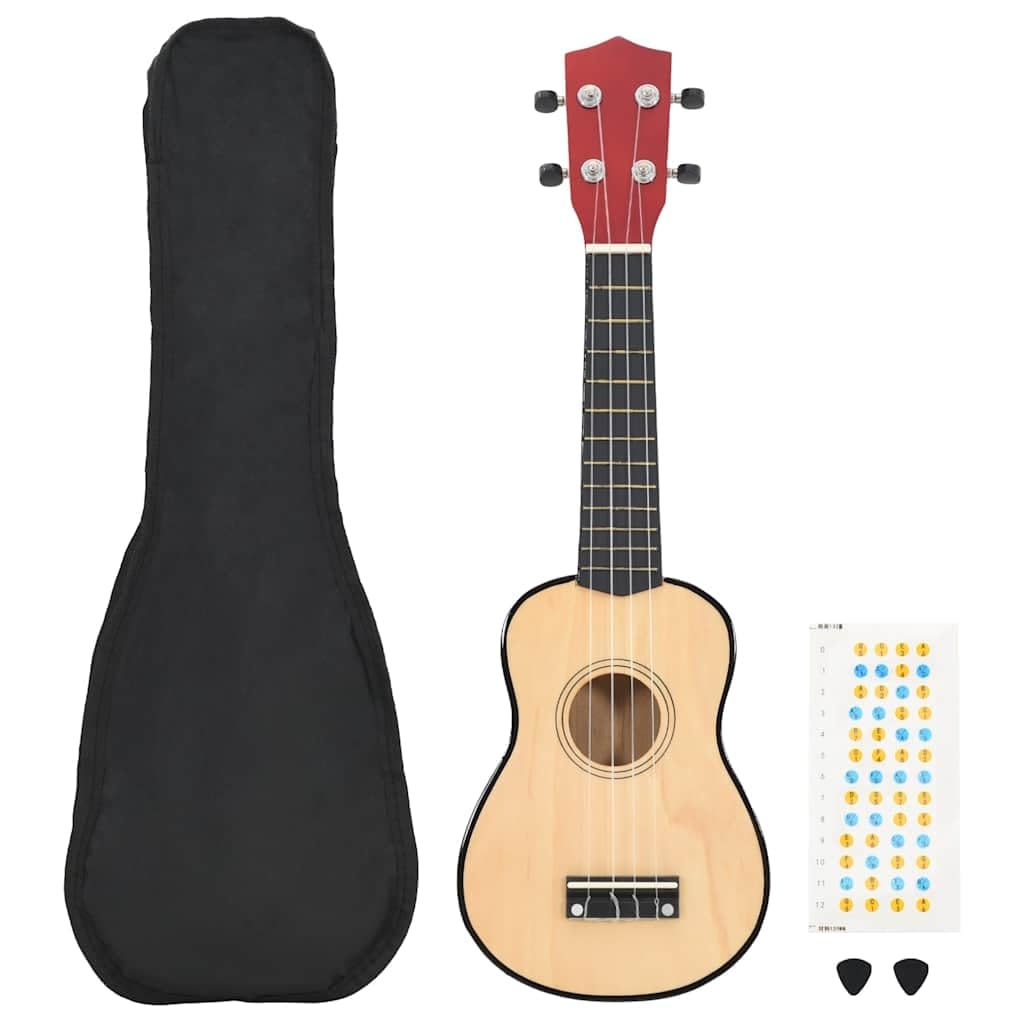 Ukulele soprano da 53 cm, strumento musicale per bambini e principianti, in legno di tiglio, con borsa per il trasporto e plettri