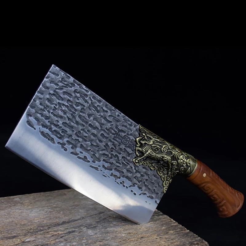Meat Cleaver,Cleaver Knife 7 Inch Chopper Knife Handmade Forged Fixed Blade Sharp Hatchet Cleaver Longquan Kitchen Knives Wood Handle Meat Poultry Tools, LAMAJIGA5844