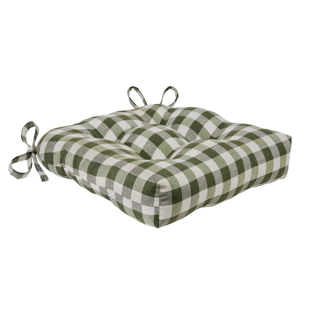 Buffalo Check Tufted Chair Seat Cushions, 2-Pack, Sage - 16