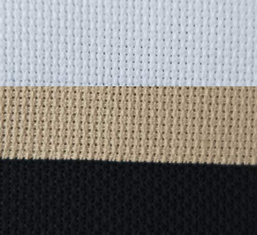 Image of KCS 3 pc of 12 inch x 18 inch 18CT Counted Cotton Aida Cloth Cross Stitch Fabric (White+Khaki+Black)