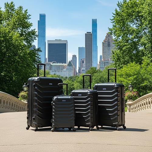 Image of InUSA ENDURANCE Luggage with Spinner Wheels | Durable Lightweight Hardshell Suitcase, Travel Sets with Handle and Trolley | (20in, 24in, 28in, 32in) 4 Pieces Luggage Set | Black
