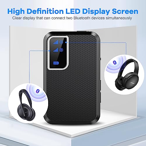 Image of Swiitech Bluetooth Transmitter Receiver, 2-in-1 Aux Bluetooth Adapter for Car, Portable 5.3 Bluetooth Car Adapter, for TV AptX Low Latency& HD, Pairs 2 Devices Simultaneously, LED Display Screen
