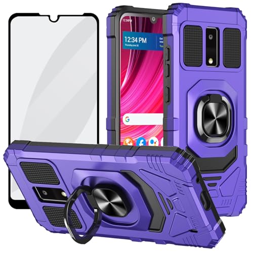 Ailiber for Tracfone BLU View 4 Case BLU B135DL Case with Screen Protector Ring Kickstand for Magnetic Car Mount Military Grade Heavy Duty Shockproof Rugged Phone Cover for View 4-Purple