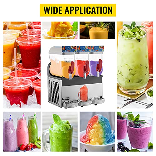 VEVOR Kommerzielle Slusheis Maschine 500 W, Slush Eismaschine 3 x 15 L, Slusheis Maschine 600 x 560 x 760 mm, Slushgerät… – Bild 8