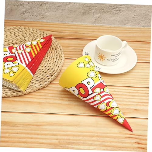 Image of TOYANDONA 100 Pcs Paper Popcorn Bags, Cone Shaped Party Popcorn Boxes Candy Container Great Carnival Snacking Bags for Birthday Theater Themed Parties Movie Nights (Pack of 2)