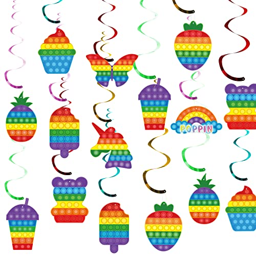 YINGENIVA 30 Stück Party-Wirbel-Dekorationen für Kinder, hängende Wirbel-Deckendekorationen, Pop-Fidget-Thema, Geburtstagsparty, Weihnachtszubehör Jungen und Mädchen, Farbe1 Cover