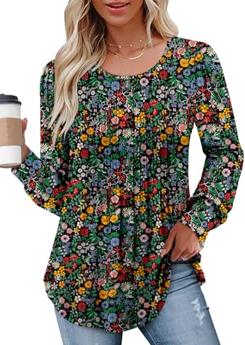 BETTE BOUTIK Long Sleeve Shirts for Women Fall Tops Dressy Blouses Crewneck Tunic Tops for Leggings S-3XL