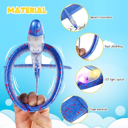 Image of Kids Airplane Toy Large Throwing Foam Aeroplane Glider Flying Aeroplane for Kids Led Light 2 Flying Mode Paper Airplane Launcher Aircraft Toy for Outdoor Gift for 5-14 Years Boys Girls (1 Pcs)