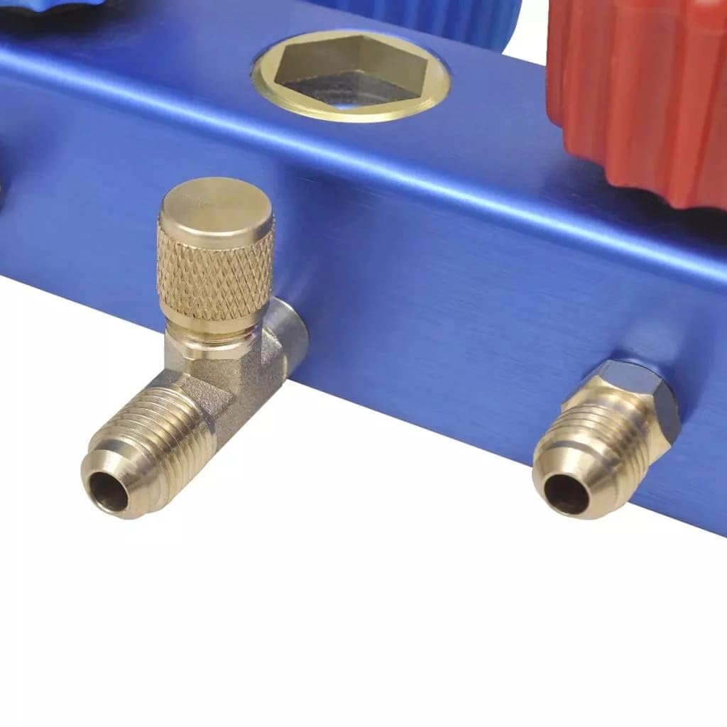 Vakuumpumpe 50 L/min 2 Wege Verteiler Manometer für Klimaanlagen Zubehör Set, Aluminiumgehäuse, 220 V Öl Schauglas, 3 Füllschläuche