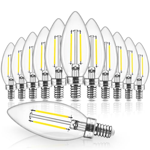 Hizashi E12 LED Bulb Dimmable 60 watt Equivalent, Chandelier Light Bulbs 5000K Daylight, Candelabra Light Bulbs, B11 LED Candle Bulb, 90+CRI, 6W 550LM