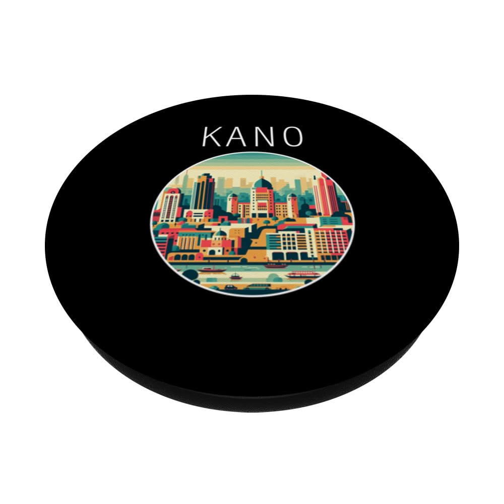 Kano scenery Art Deco PopSockets Swappable PopGrip, Black - Image 2