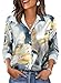 OFEEFAN Womens Button Down Dress Shirts Blouses Casual Fashion Outfit Spring Summer Boho Clothes V Neck Business Tops Print 15 M