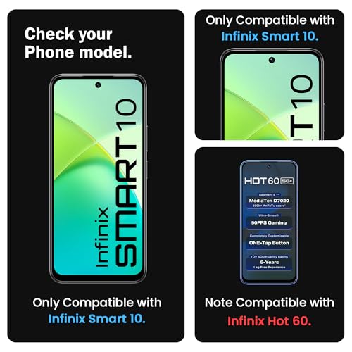 Image of ArmourPro Military Grade Gorilla Tempered Glass Screen Protector Compatible For Infinix Smart 10 5G (6.67 Inch) With Easy Installation Kit| Edge To Edge Coverage |Black