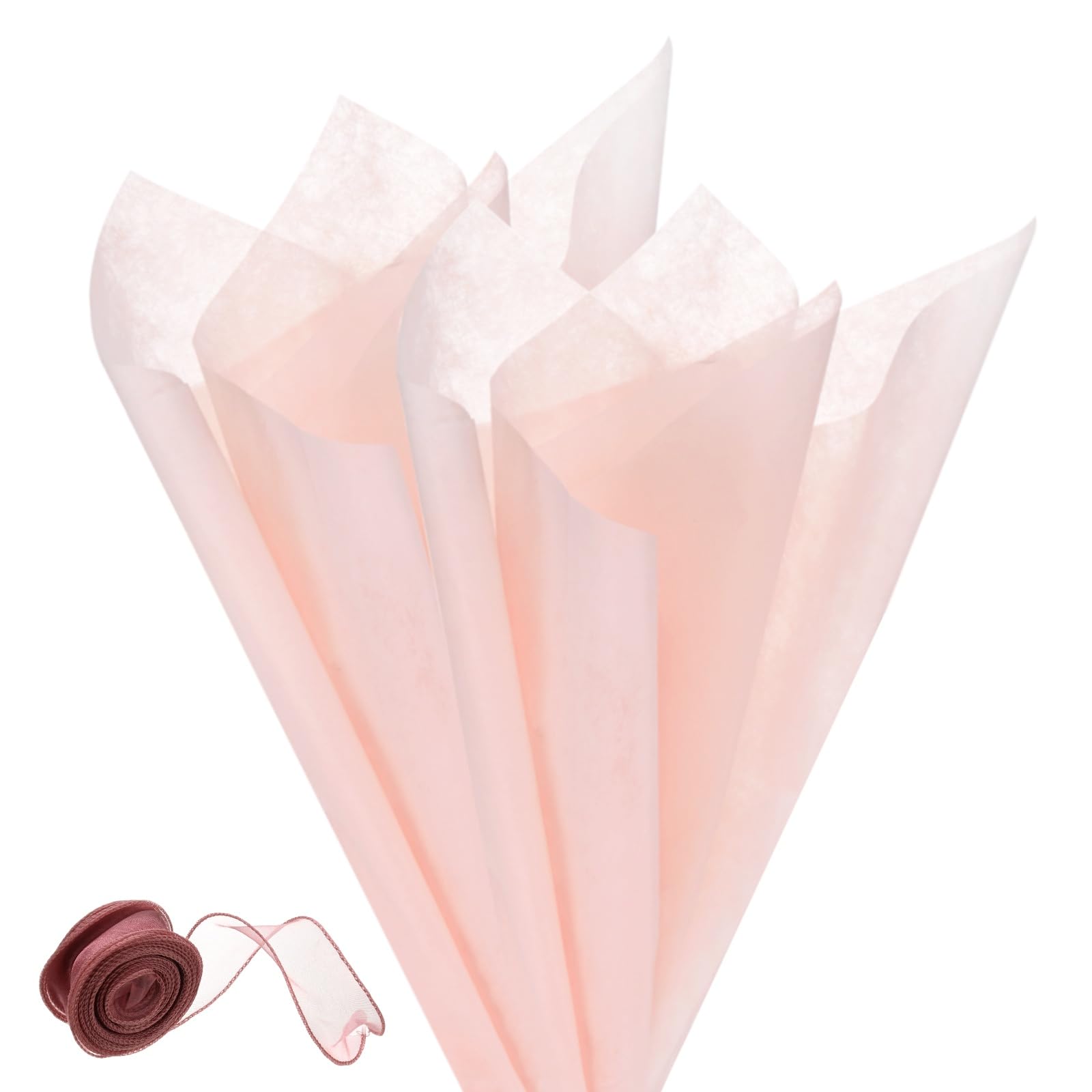 M METERXITY 76Sheets Korean Cotton Flower Wrapping Paper with Ribbon, 23" Milk Cotton Waterproof Floral Bouquet Wrapping Paper for Party/Bouquets/Gift Packaging [Honey Pink]