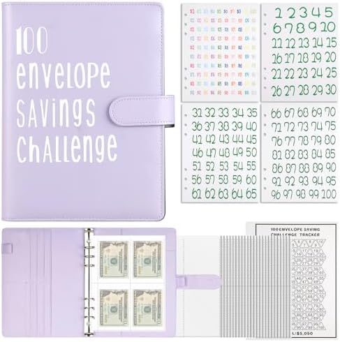 Amazon : 100 Envelopes Money Saving A5 Challenge Binder Book with