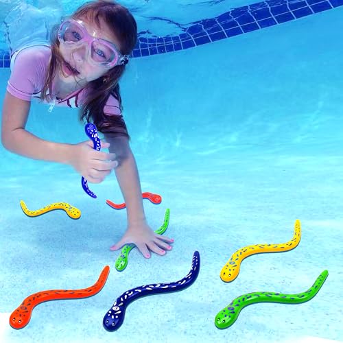 Image of 4Pcs Pool Diving Toys for Kids - Eels Snake Diving Toys Underwater Swimming Pool Accessories, Swimming Pool Games for Kids Adult Diving
