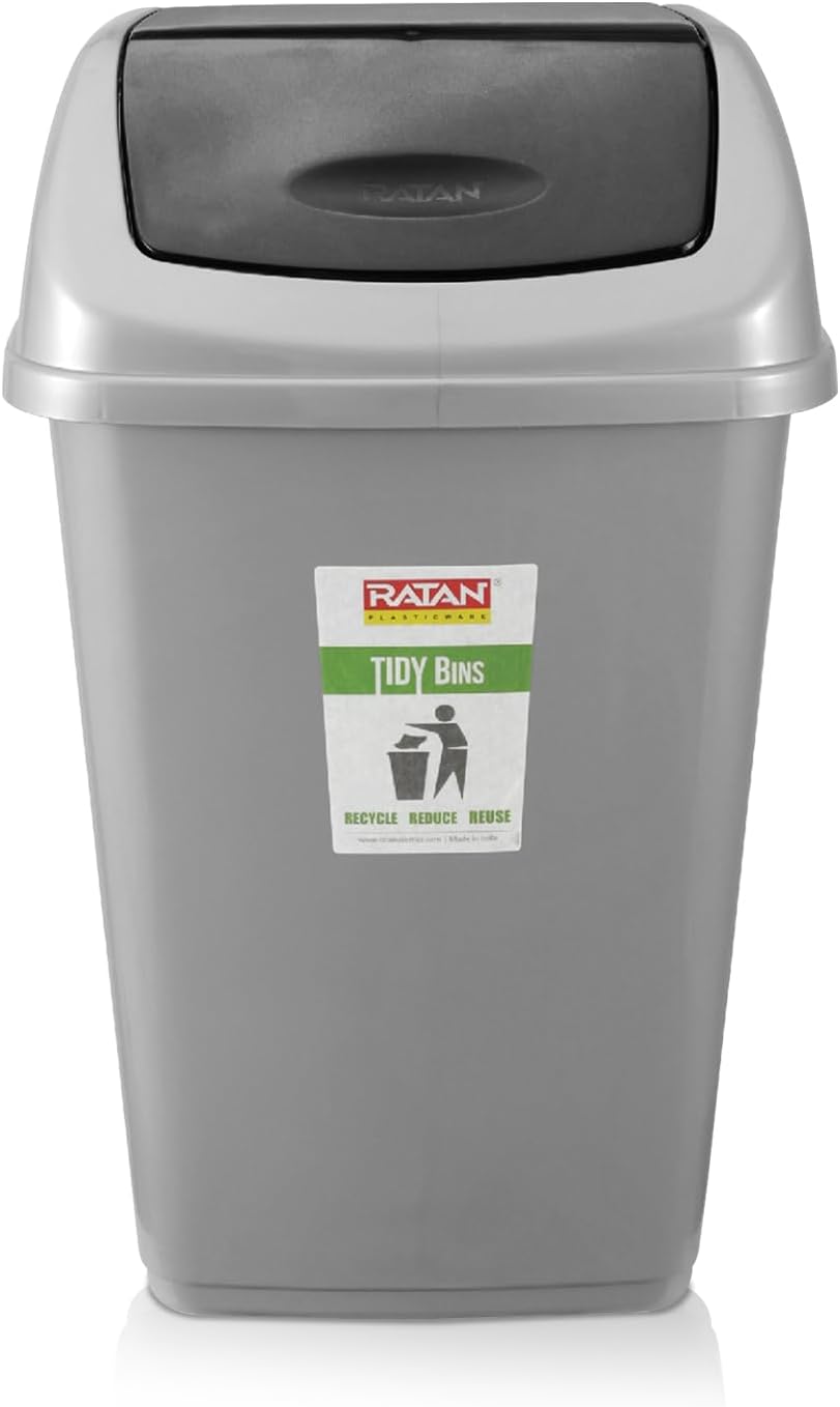 RATAN PLASTICWARE Tidy Bin with Swing Lid 15 Litres Plastic Dustbin, Trash Bi...