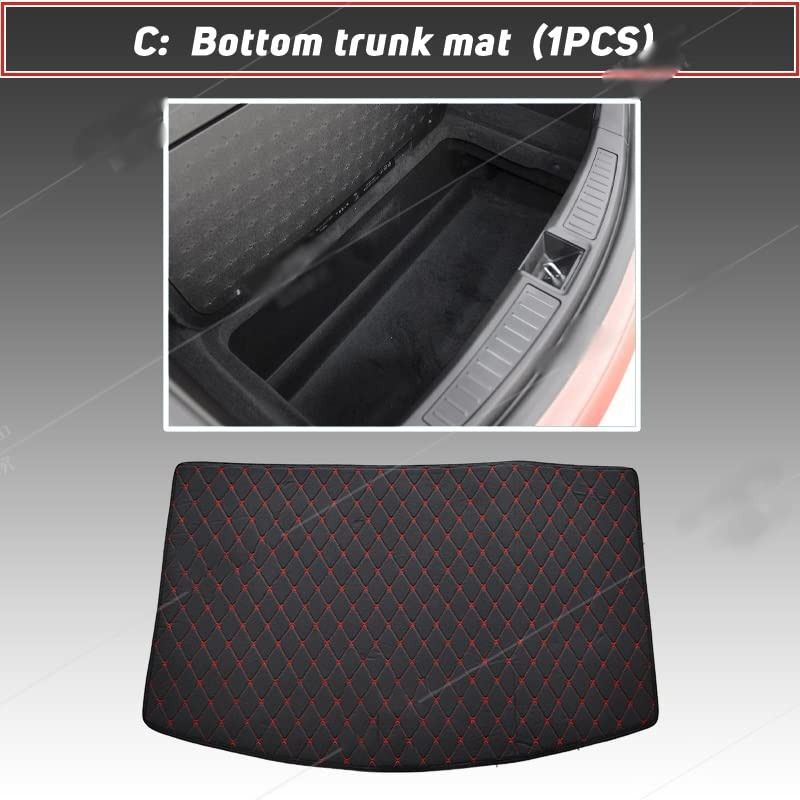 Tapis de coffre pour Tesla Model S 2015-2016 noir et rouge - 3