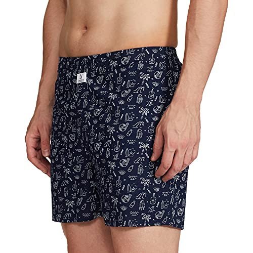 Image of Longies Cotton Men Printed Boxers Pack of 3 Regular Inner wear (LGBOXPO3V005 Black,Aqua,Navy3288 S)