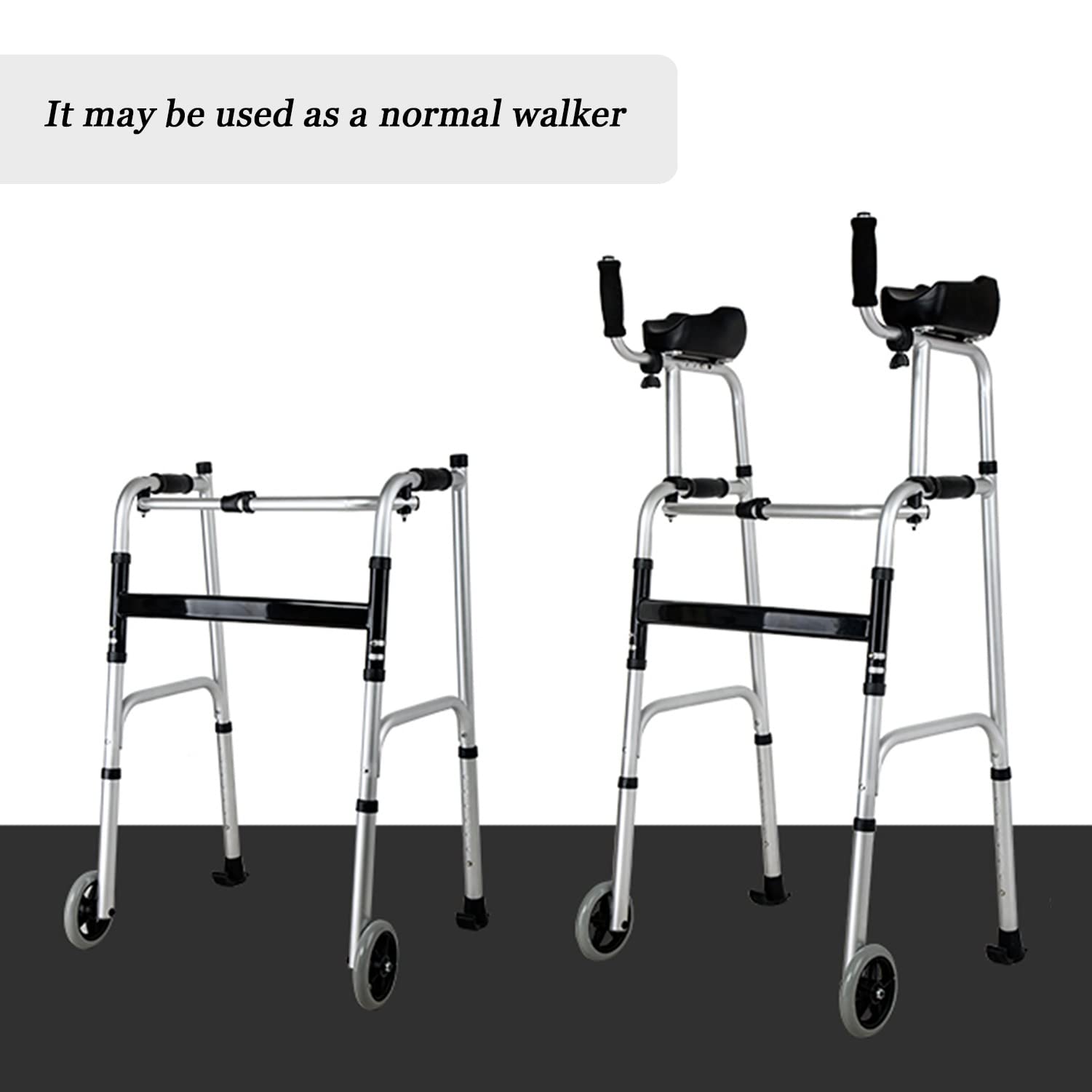 Armstütze Gehhilfe, Gehbock Mit Rädern, Senioren Erwachsene Rollend Rehabilitations-Hilfsmittel, Aluminium, Höhenverstellbar