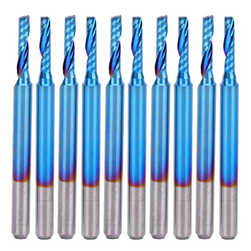 Spiral Milling Cutter, Blue Coated Ball Nose End Mill Bit, Tungsten Steel Material, 3.175mm Shank Diameter, 15mm Blade Length, for 3D Relief Engraving, Milling, and Cutting of Ha