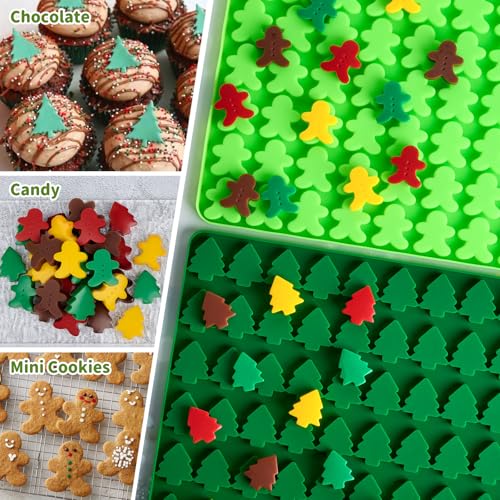 Joersh Mini Christmas Molds Christmas Tree And Gingerbread Man Silicone Molds Nonstick For Hard Candy, Gummy, Caramels, Chocolate, Ganache, Ice Cubes thumb #5