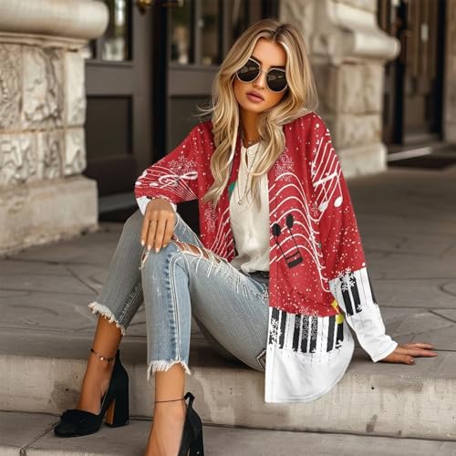 Image of Women's Open Front Cardigan Long Sleeve Loose Sweater Lightweight Soft Cardigan Jackets