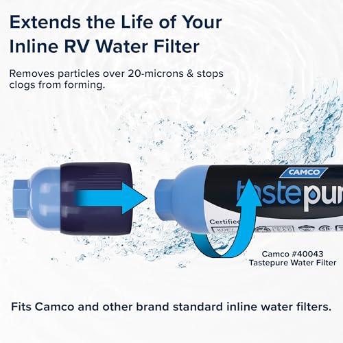 Image of Camco Tastepure Sediment Pre-Filter for RV Water Filter - Features 20-Micron Water Filter System & Provides First Stage of Water Filtration - Extends the Life of Inline Water Filters (40048)