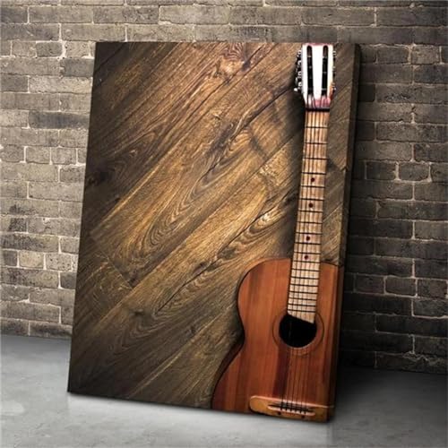 Guitare en bois affiche sur toile décoration d'intérieur KEBIA 35x50 cm