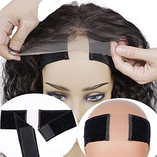 Buladou Lace Wig Grip Band for Wig and Hat Mothers Day Gift Non Slip Adjustable Headband Comfort Velvet Women Hair Scarf with 1 Wig Cap (Black)