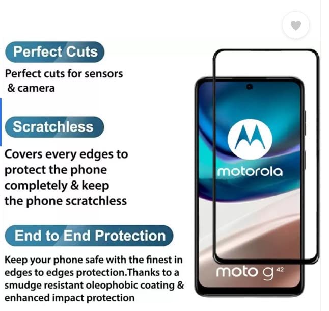 Image of Screen Protector for Motorola Moto G42 (Black) Tempered Glass Edge-to-Edge 6D Screen Guard With Installation Kit