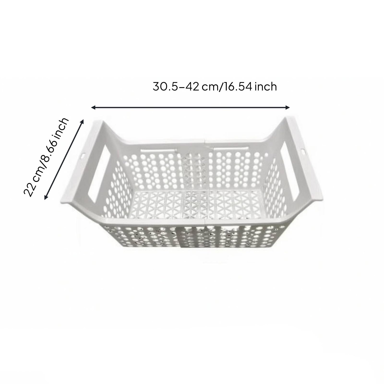 Qianly Panier Congélateur Coffre Poreux Panier En Plastique PP Ajustable Pratique Microbes Poignées Latérales pr Cuisine, 41.5-53.5cm 27.5CM, Pp