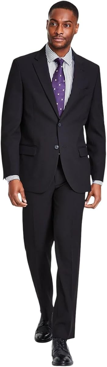 Mens Modern fit 2 Piece Suit 40 S / 34 Waist Black Solid Stretch