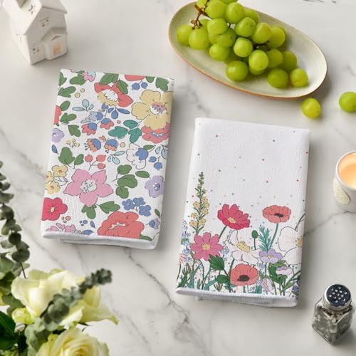 Artoid Mode DISHTOWEL-SPRING-4075-2PC-042 Polka Dot Floral Leaves Spring Kitchen Towels Dish Towels thumb #2