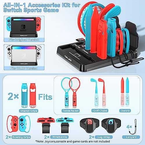 Tokluck 15 en 1 Accesorios Switch Sports 2023, Kit de Accesorios para Nintendo Switch Sports con Organizador para Consola Switch/OLED y Accesorio de Juegos Deportivos Switch Sports - imagen 2