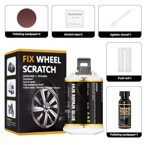 WEILAOK Felgen Reparaturset, Alufelgen Reparatur Set, Alufelgen Lack, Reifenreparaturse, Radreparaturkleber felgen Lack zur Reparatur von Kratzern, Dellen und Anderen Leichtmetallfelgen, Silbergrau