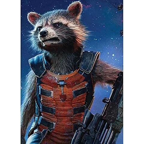 BETTER SELECTION 5D DIY Diamond Art, Rocket Racoon Guardians of Galaxy Racoon Diamond Art Kits for Adults Full Drill Round Diamond Gem Art Beads Painting Perfect for Home Wall Décor 11.8x15.7 inches Cover
