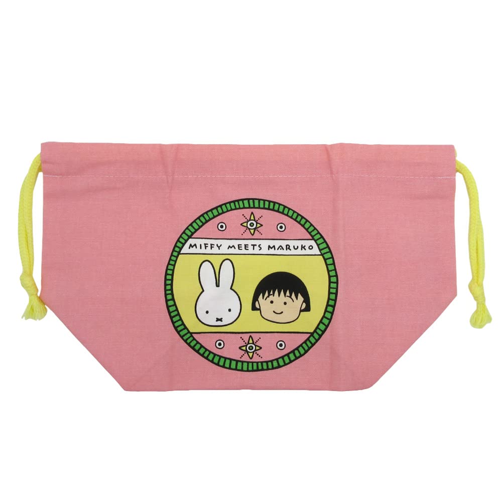 Amazon | スクエア ちびまる子ちゃん×ミッフィー ランチ巾着 ピンク
